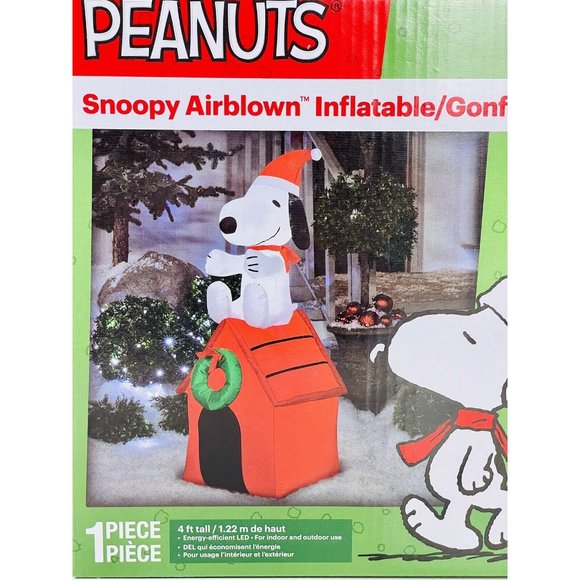 Gemmy Snoopy & Doghouse Christmas Inflatable ~ 4’ LED Airblown Inflatable ~ New - Picture 4 of 8